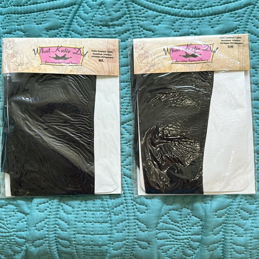 WHAT KATIE DID RETRO SEAMED TIGHTS BLACK